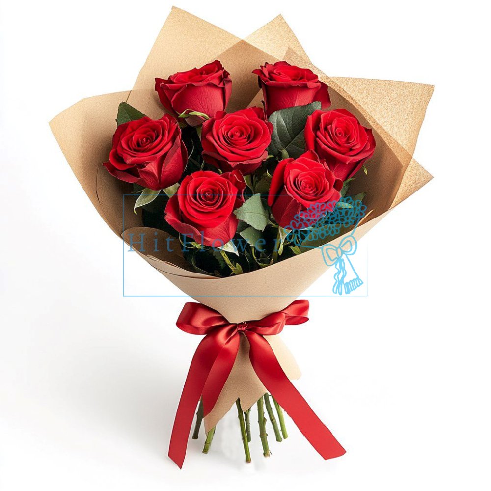 Букет из 7 красных роз Букет роз 7 красных роз